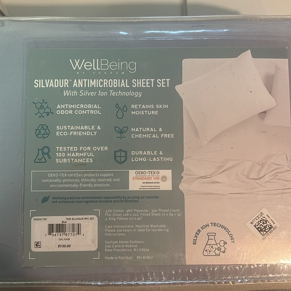 Well Being Blue Cal King Sheet Set - Picture 3 of 6